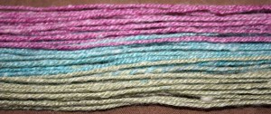 Detail of alpaca and silk blend yarn